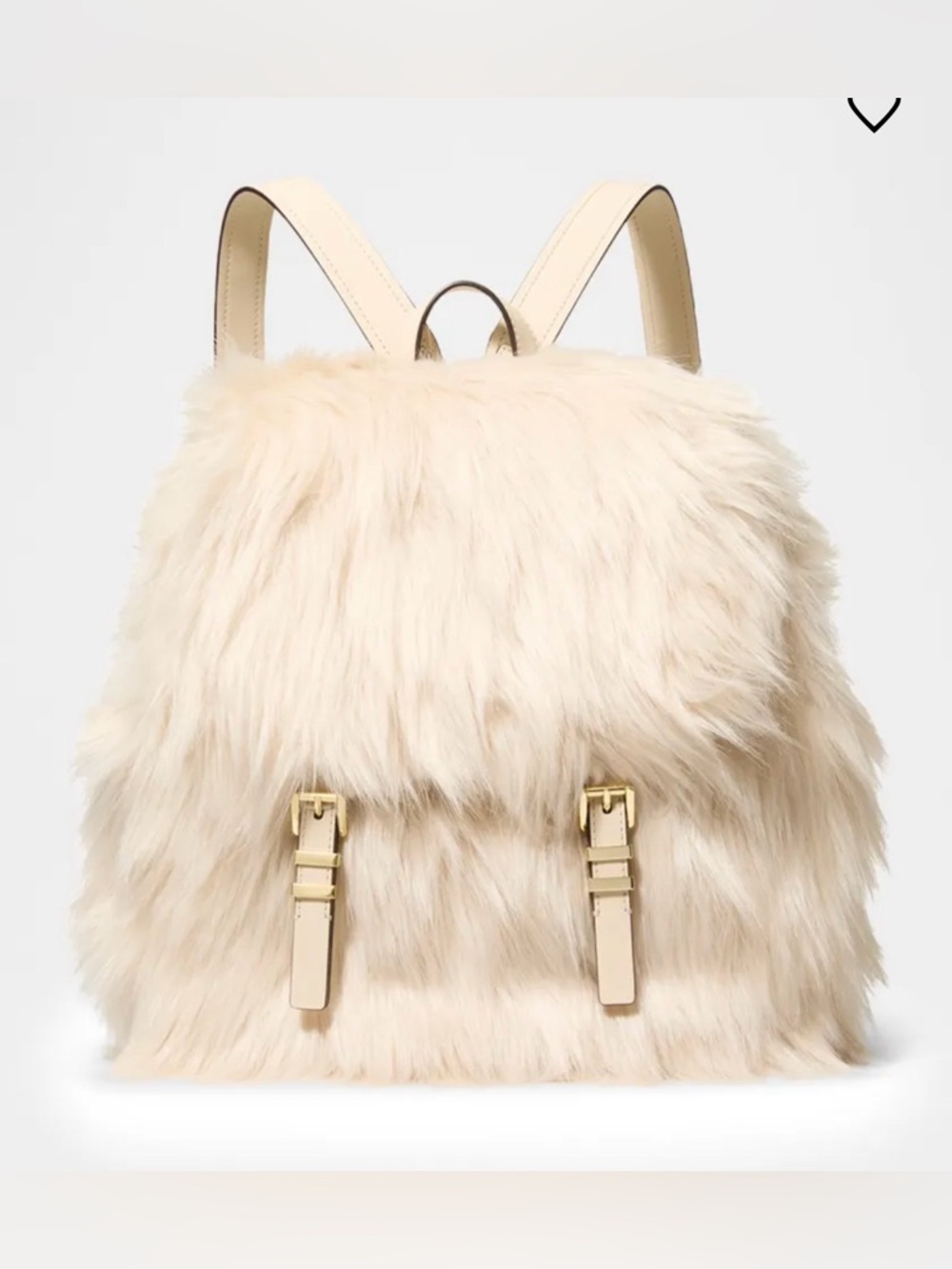 New With Tags MICHAEL KORS Quinn Medium Flap Faux Fur Backpack Natural AUTHENTIC